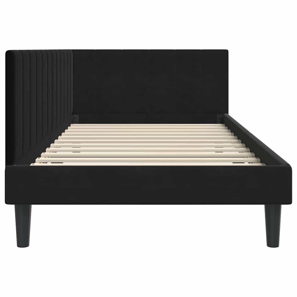 Cornice del letto ad angolo Nero 90 cm x 200 cm Velluto