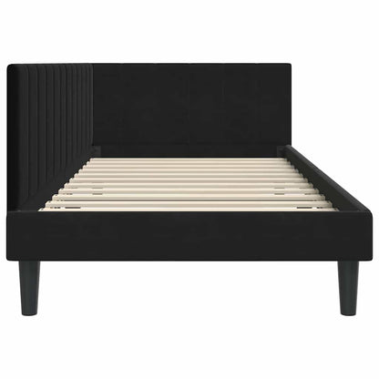 Cornice del letto ad angolo Nero 90 cm x 200 cm Velluto