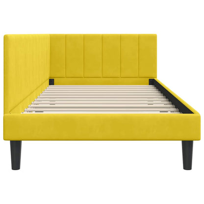 Cornice del letto ad angolo Giallo 90 cm x 200 cm Velluto