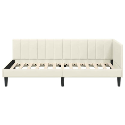 Cornice del letto ad angolo Crema 90 cm x 200 cm Velluto | homemem39