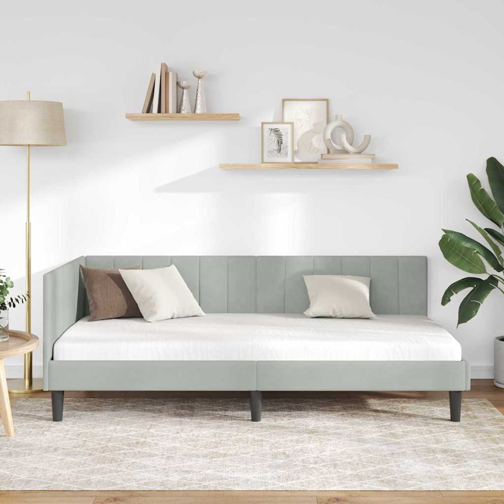 Cornice del letto ad angolo Grigio chiaro 100 cm x 200 cm