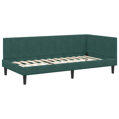 Cornice del letto ad angolo Verde Scuro 100 cm x 200 cm Velluto
