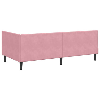 Cornice del letto ad angolo Rosa 100 cm x 200 cm Velluto
