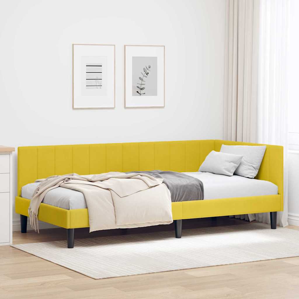Cornice del letto ad angolo Giallo 100 cm x 200 cm Velluto