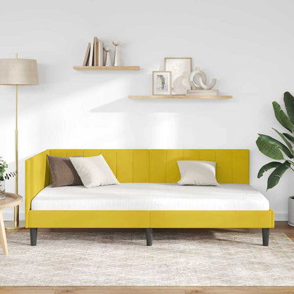 Cornice del letto ad angolo Giallo 100 cm x 200 cm Velluto