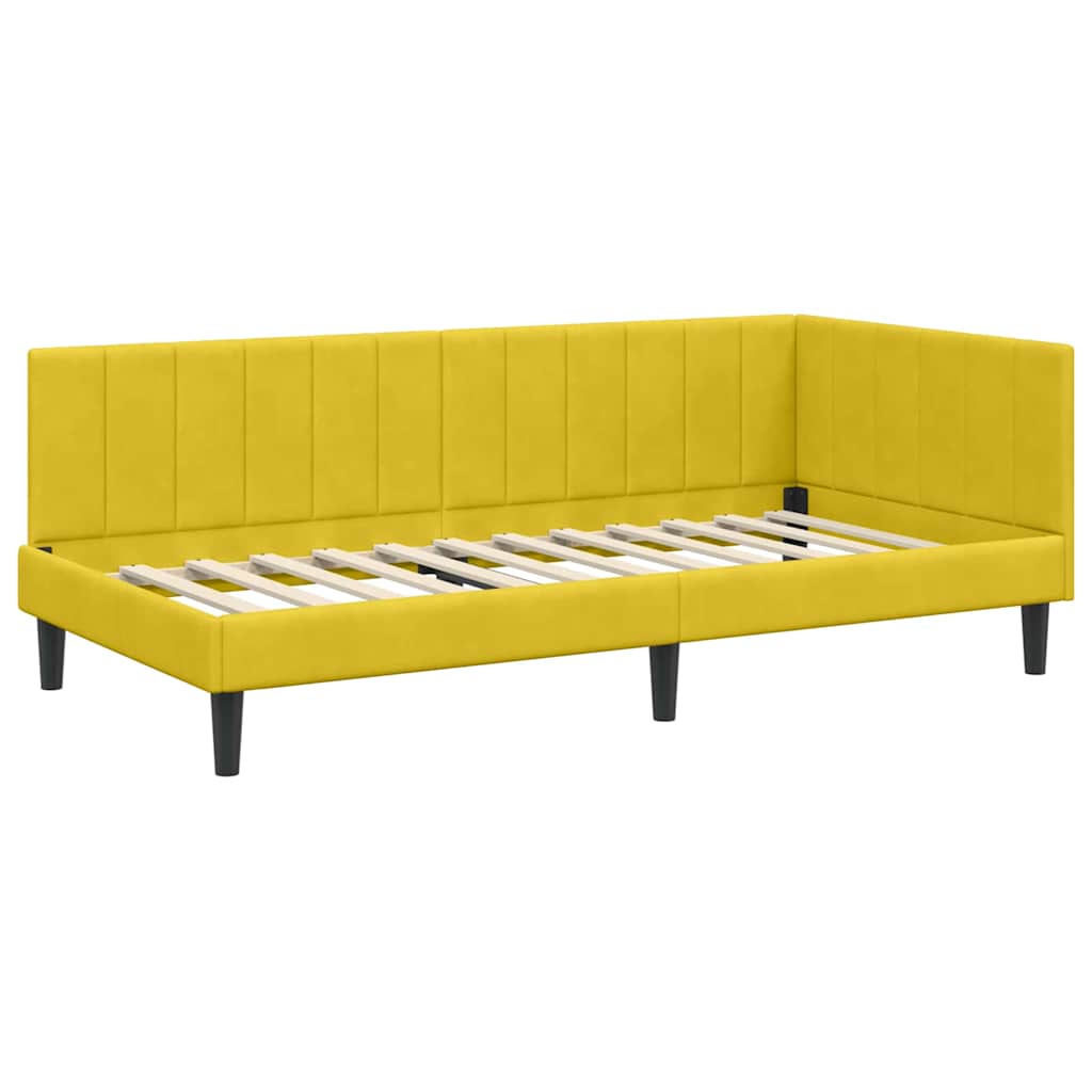 Cornice del letto ad angolo Giallo 100 cm x 200 cm Velluto