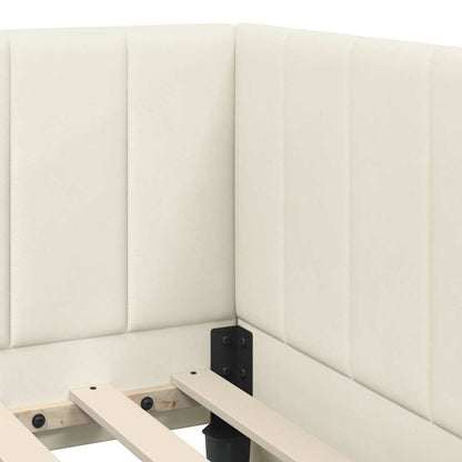 Cornice del letto ad angolo Crema 100 cm x 200 cm Velluto