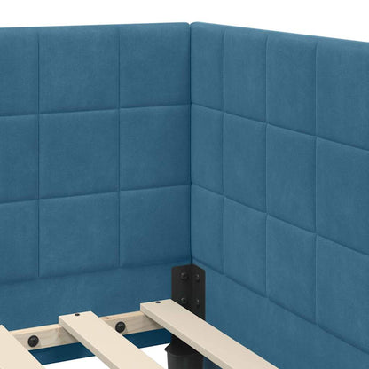 Cornice del letto ad angolo Blu 80 cm x 200 cm Velluto