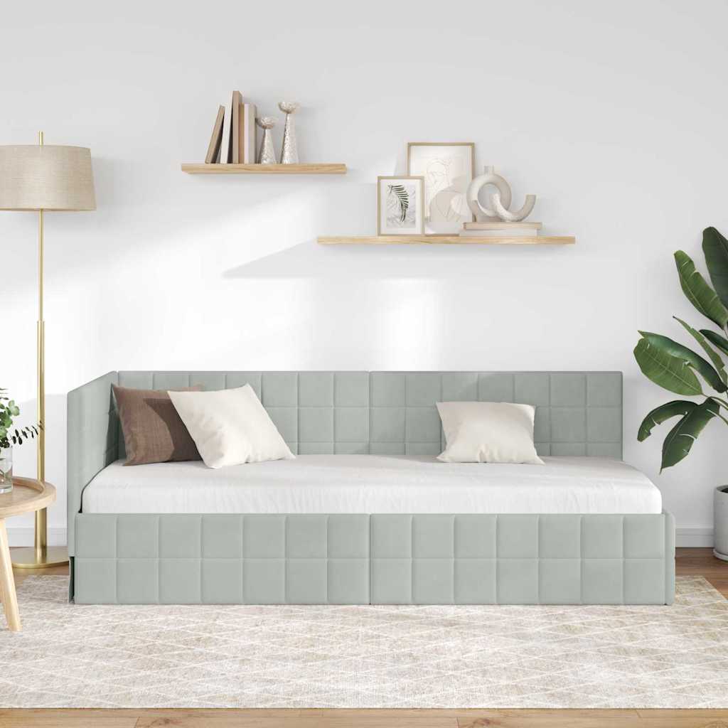 Cornice del letto ad angolo Grigio chiaro 80 cm x 200 cm | homemem39
