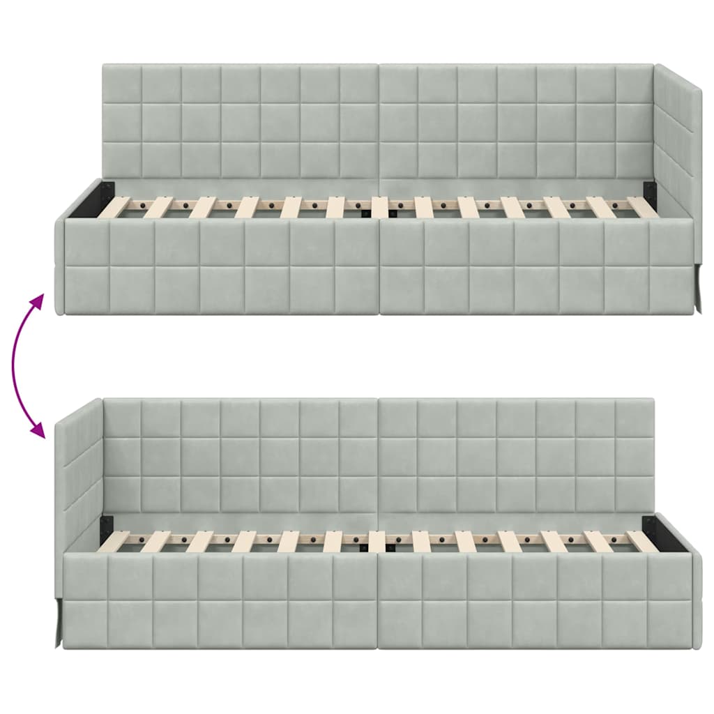 Cornice del letto ad angolo Grigio chiaro 80 cm x 200 cm | homemem39
