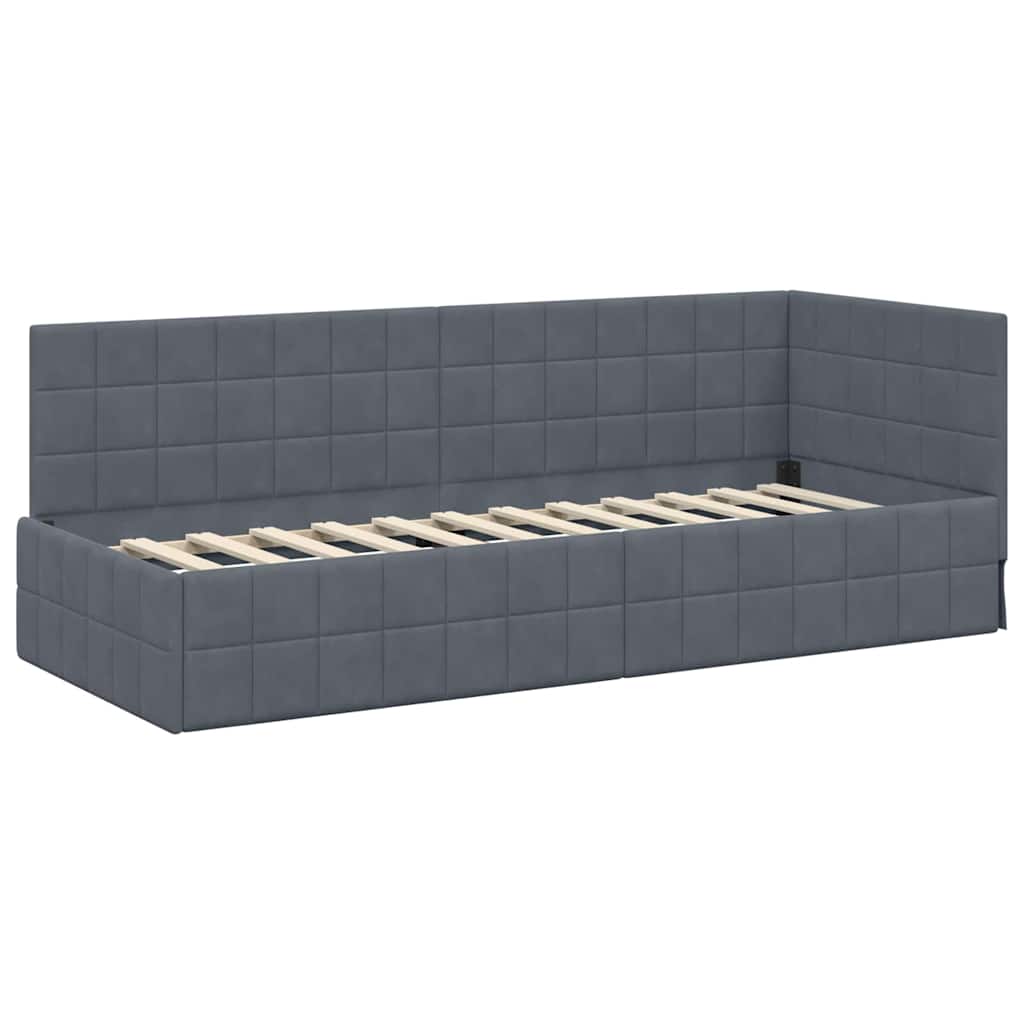 Cornice del letto ad angolo Grigio scuro 80 cm x 200 cm Velluto | homemem39