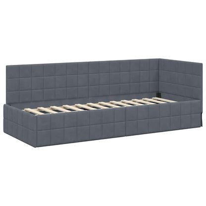 Cornice del letto ad angolo Grigio scuro 80 cm x 200 cm Velluto | homemem39