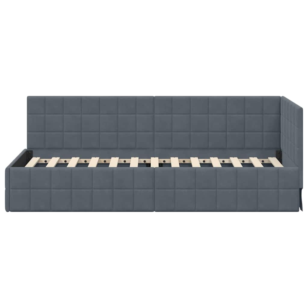 Cornice del letto ad angolo Grigio scuro 80 cm x 200 cm Velluto | homemem39