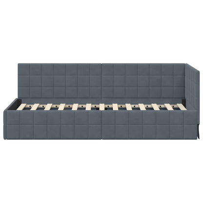Cornice del letto ad angolo Grigio scuro 80 cm x 200 cm Velluto | homemem39