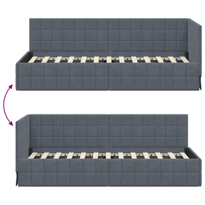 Cornice del letto ad angolo Grigio scuro 80 cm x 200 cm Velluto | homemem39