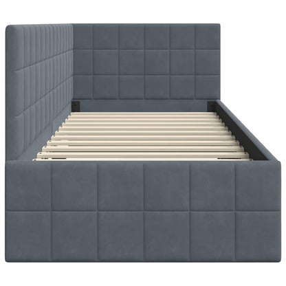 Cornice del letto ad angolo Grigio scuro 80 cm x 200 cm Velluto | homemem39