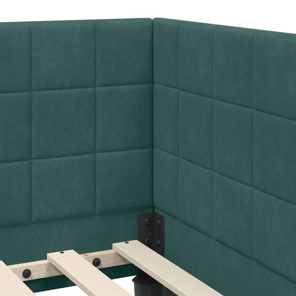 Cornice del letto ad angolo Verde Scuro 80 cm x 200 cm Velluto