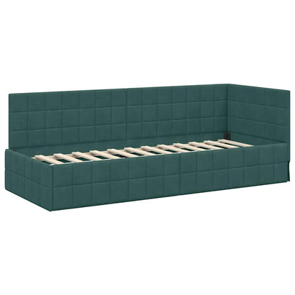 Cornice del letto ad angolo Verde Scuro 80 cm x 200 cm Velluto