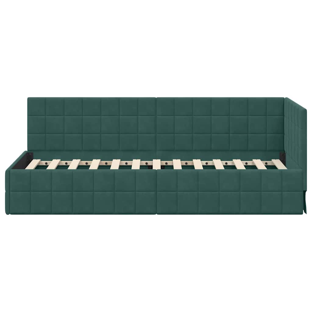 Cornice del letto ad angolo Verde Scuro 80 cm x 200 cm Velluto