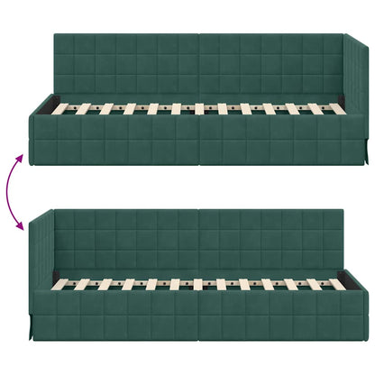 Cornice del letto ad angolo Verde Scuro 80 cm x 200 cm Velluto | homemem39