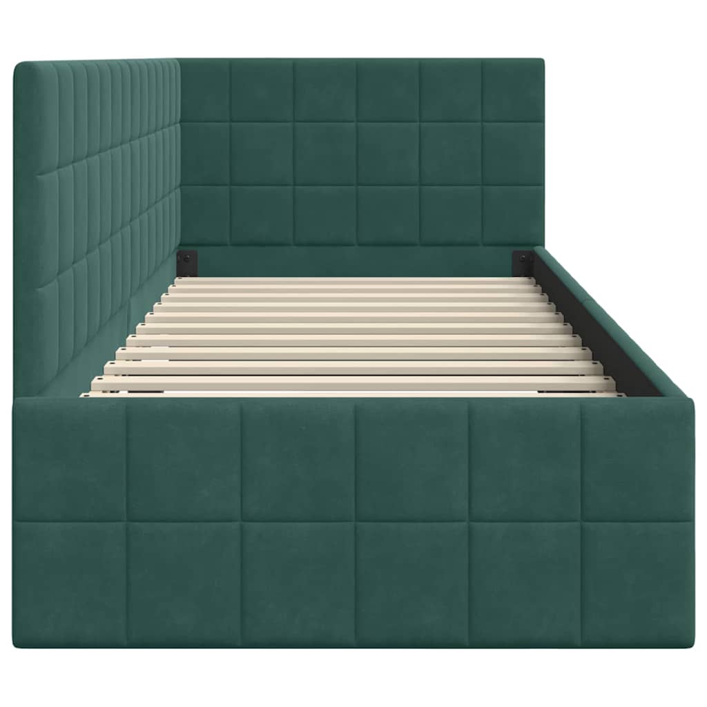 Cornice del letto ad angolo Verde Scuro 80 cm x 200 cm Velluto