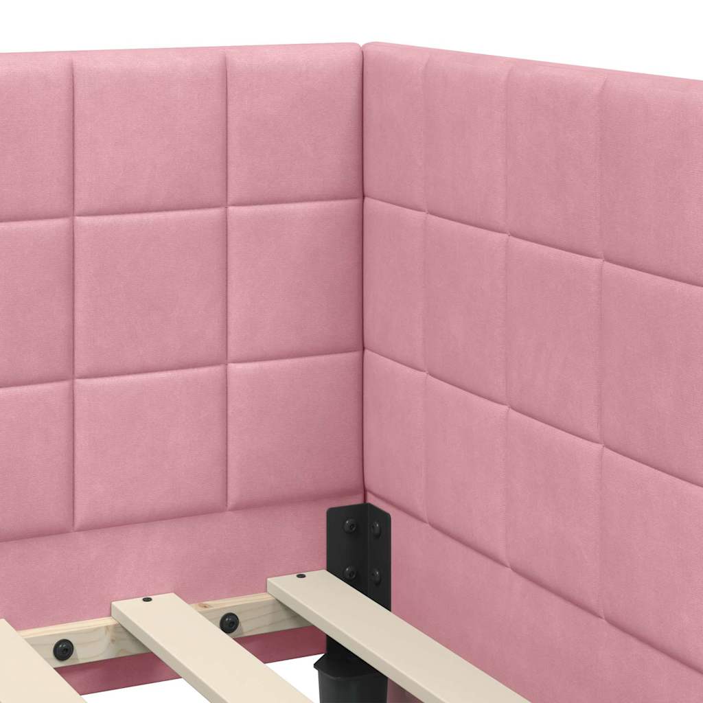 Cornice del letto ad angolo Rosa 80 cm x 200 cm Velluto