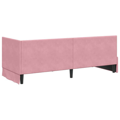 Cornice del letto ad angolo Rosa 80 cm x 200 cm Velluto
