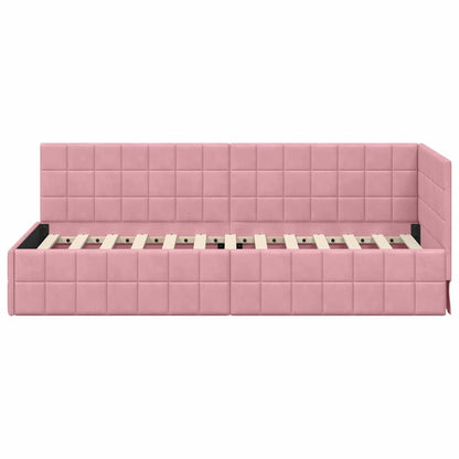 Cornice del letto ad angolo Rosa 80 cm x 200 cm Velluto