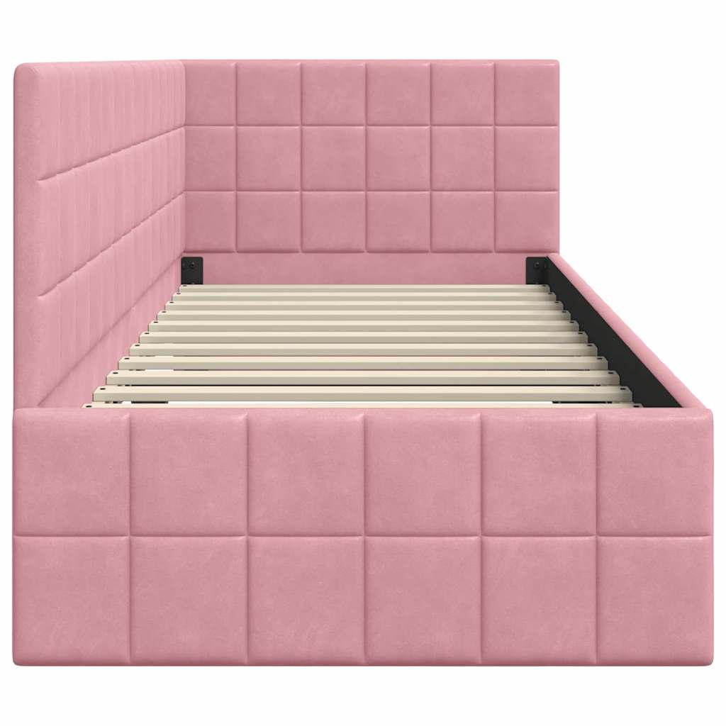 Cornice del letto ad angolo Rosa 80 cm x 200 cm Velluto
