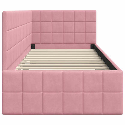 Cornice del letto ad angolo Rosa 80 cm x 200 cm Velluto