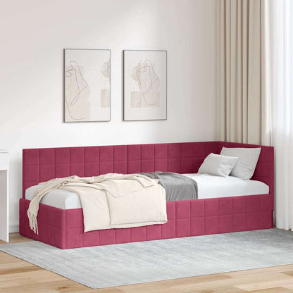 Cornice del letto ad angolo Rosso Vino 80 cm x 200 cm Velluto | homemem39