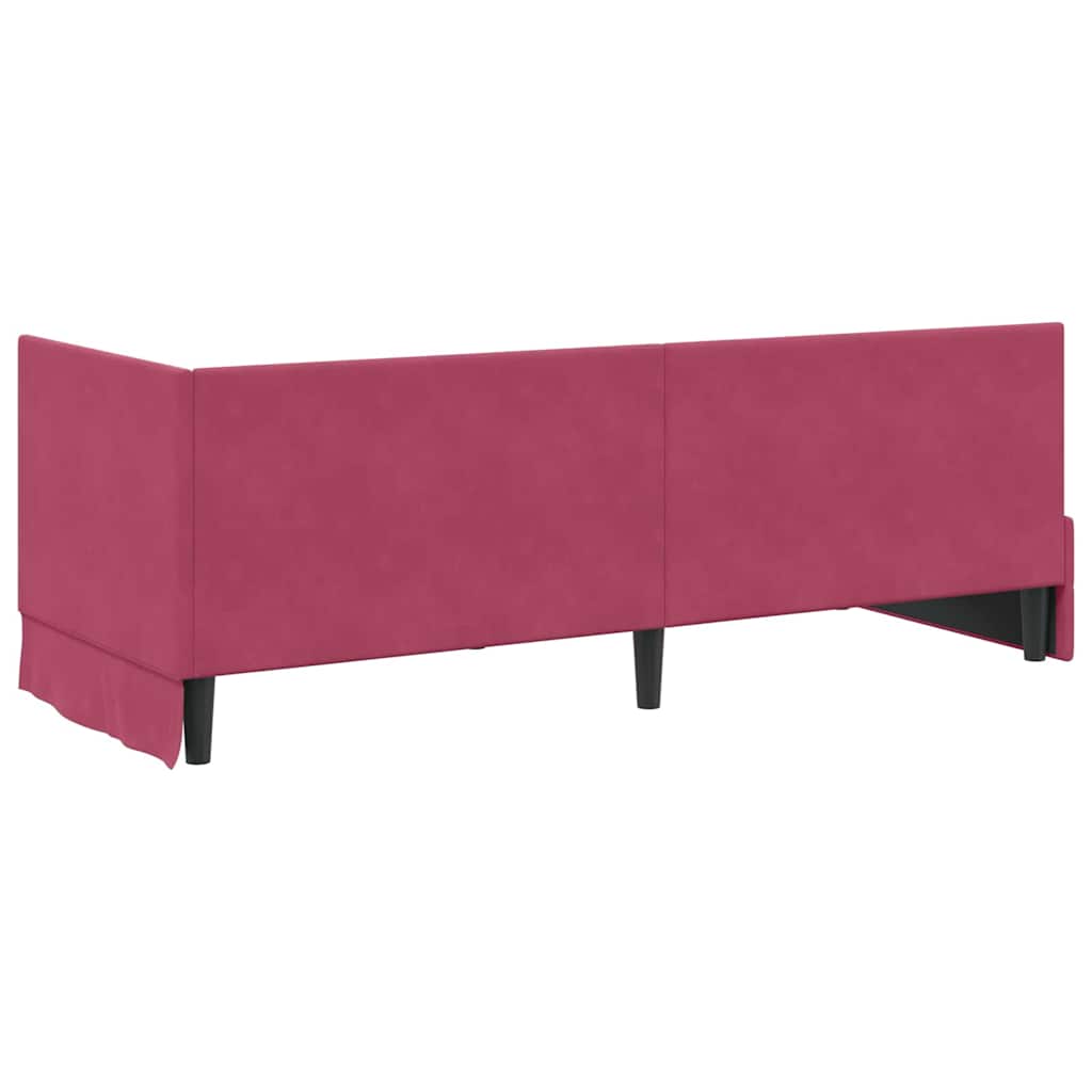 Cornice del letto ad angolo Rosso Vino 80 cm x 200 cm Velluto | homemem39