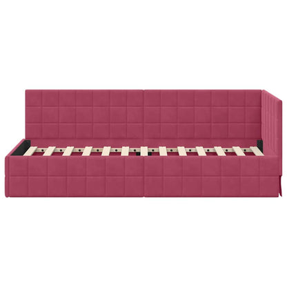 Cornice del letto ad angolo Rosso Vino 80 cm x 200 cm Velluto | homemem39