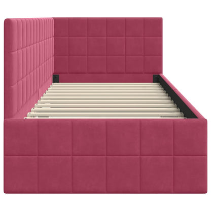 Cornice del letto ad angolo Rosso Vino 80 cm x 200 cm Velluto | homemem39