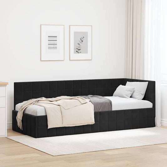 Cornice del letto ad angolo Nero 80 cm x 200 cm Velluto | homemem39