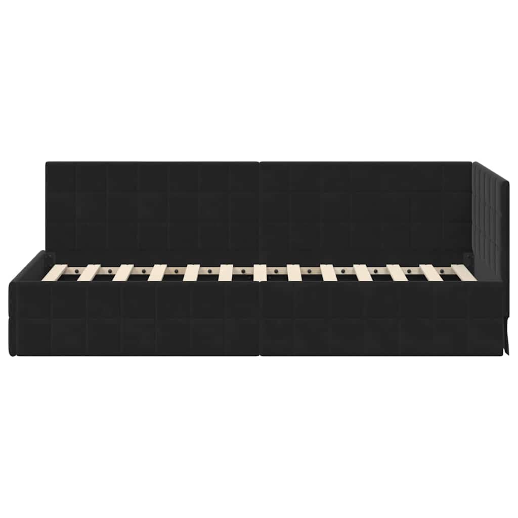 Cornice del letto ad angolo Nero 80 cm x 200 cm Velluto