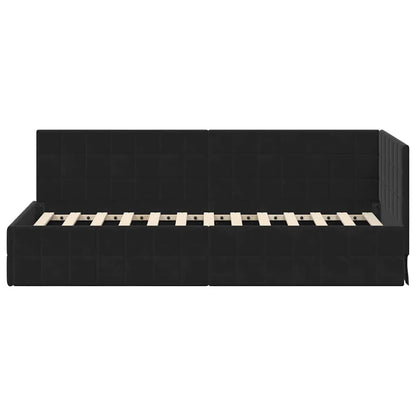 Cornice del letto ad angolo Nero 80 cm x 200 cm Velluto