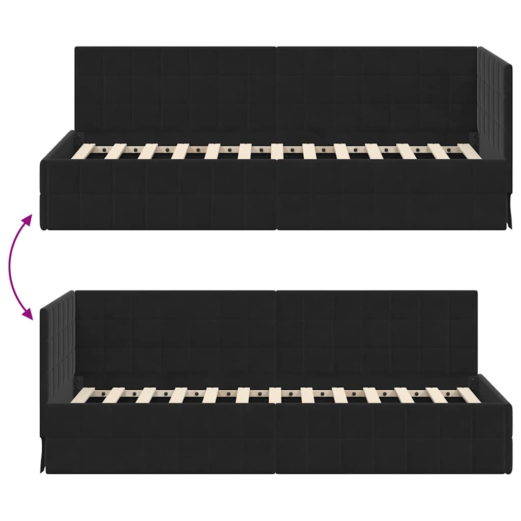 Cornice del letto ad angolo Nero 80 cm x 200 cm Velluto | homemem39