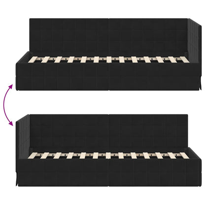 Cornice del letto ad angolo Nero 80 cm x 200 cm Velluto | homemem39