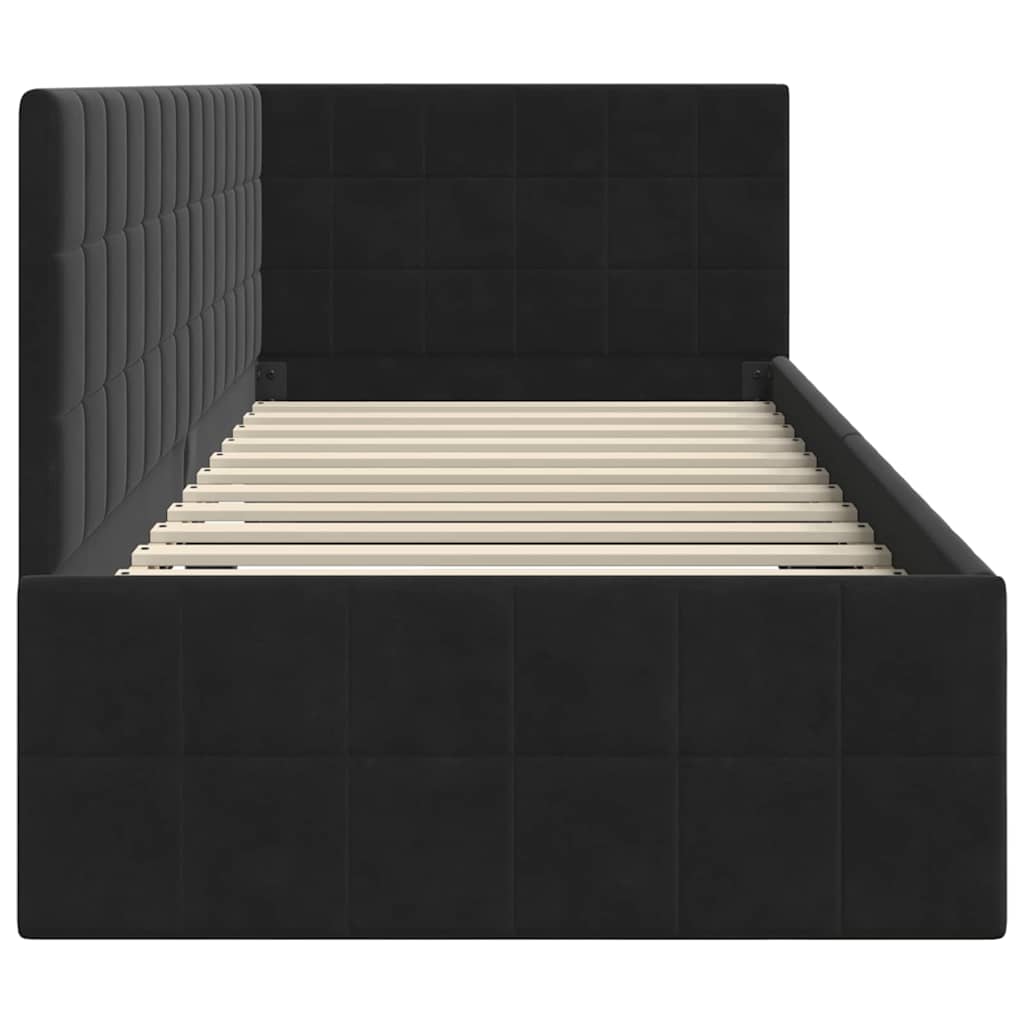Cornice del letto ad angolo Nero 80 cm x 200 cm Velluto | homemem39