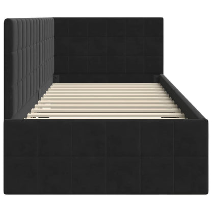 Cornice del letto ad angolo Nero 80 cm x 200 cm Velluto | homemem39