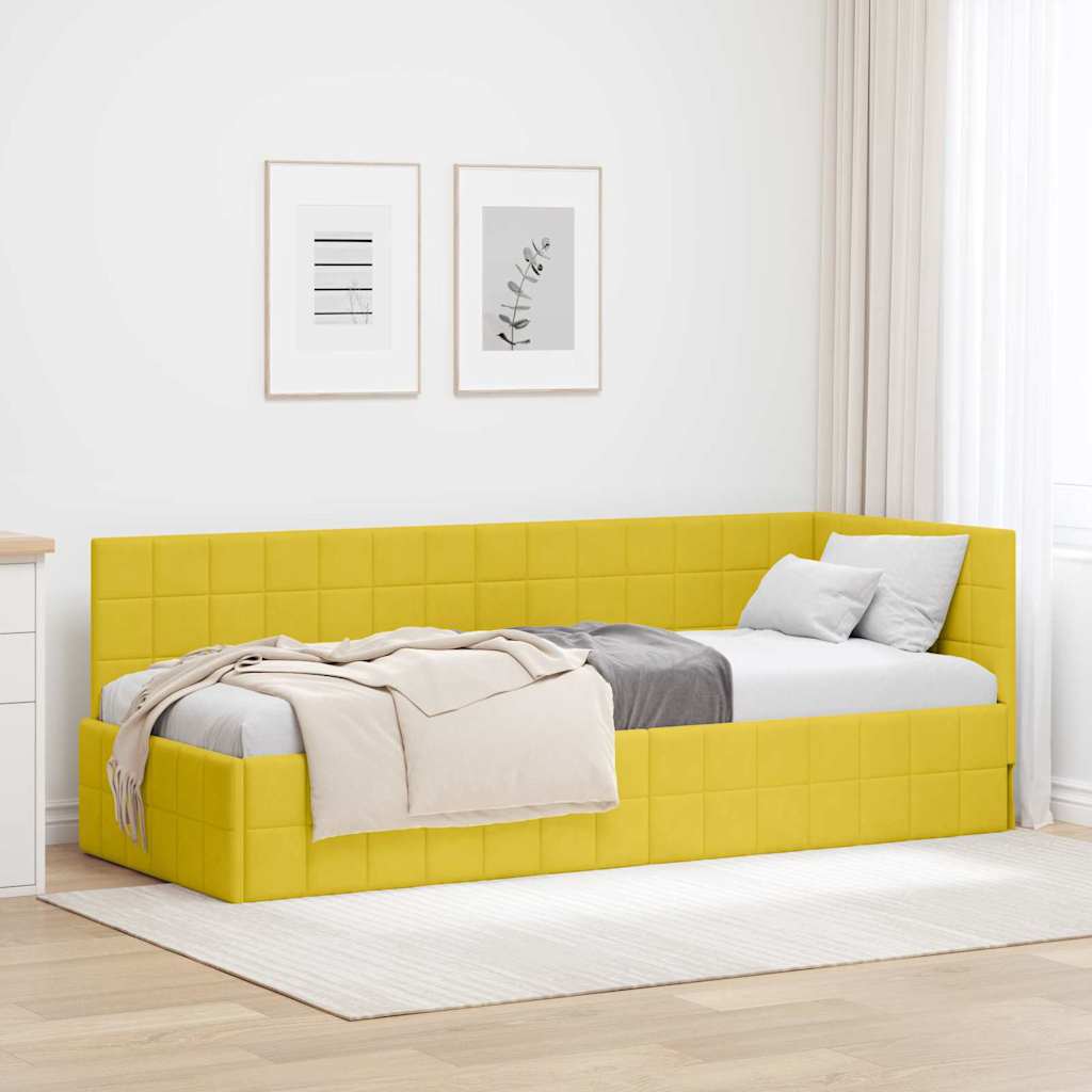 Cornice del letto ad angolo Giallo 80 cm x 200 cm Velluto | homemem39