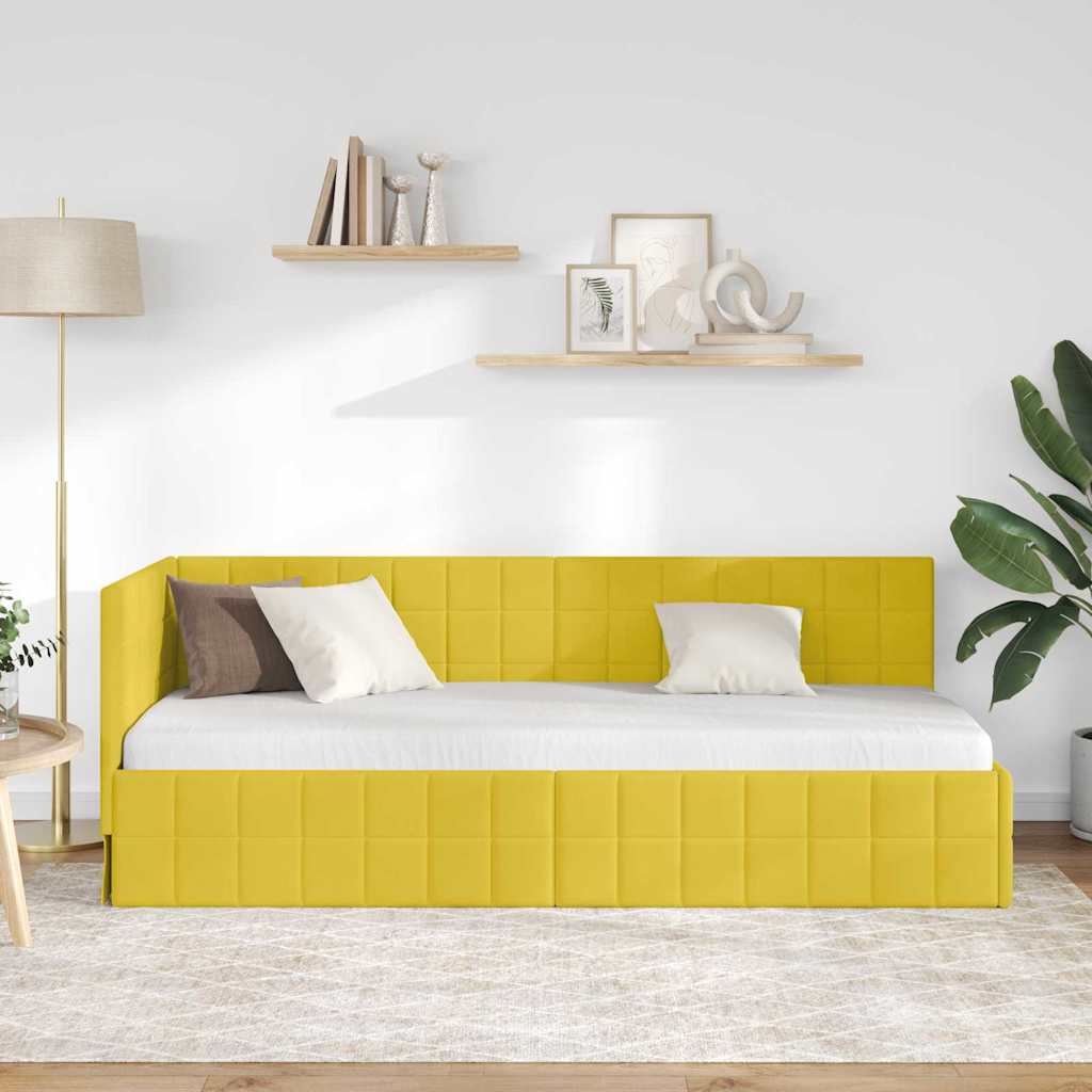 Cornice del letto ad angolo Giallo 80 cm x 200 cm Velluto | homemem39
