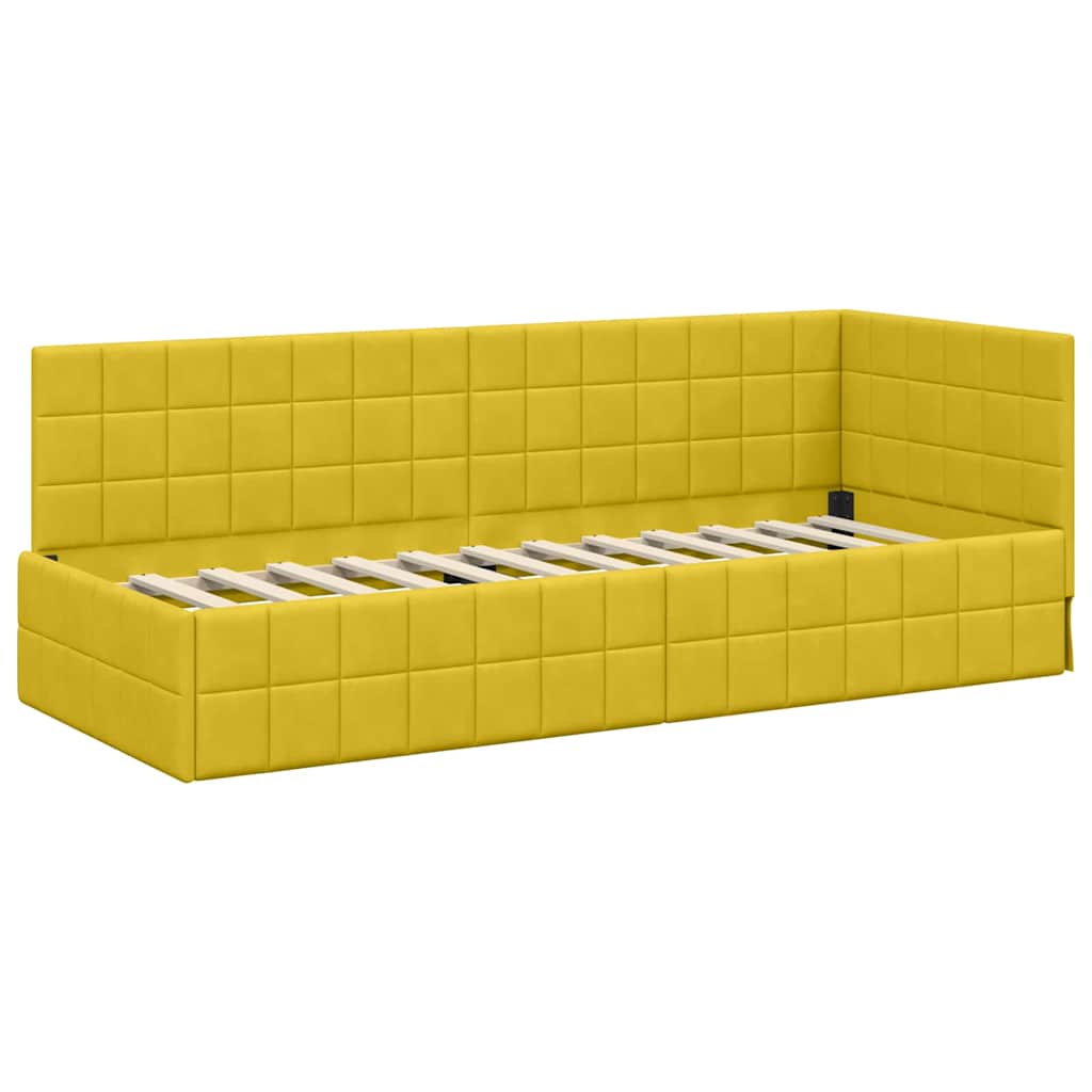 Cornice del letto ad angolo Giallo 80 cm x 200 cm Velluto | homemem39