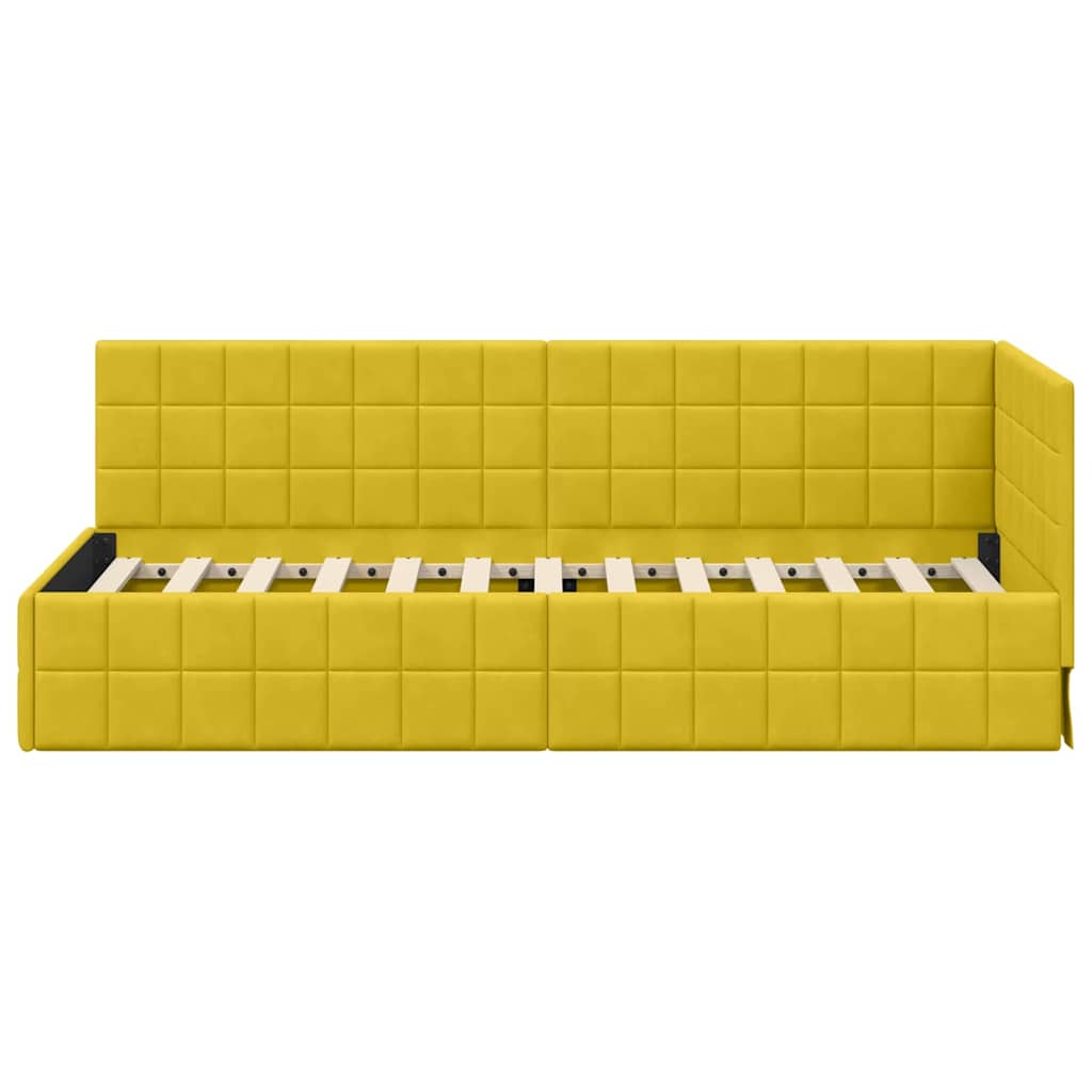 Cornice del letto ad angolo Giallo 80 cm x 200 cm Velluto