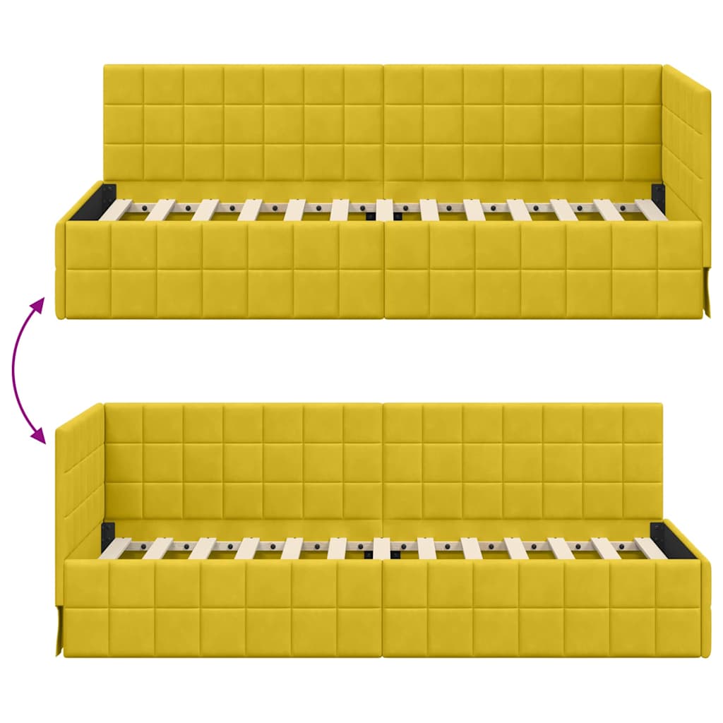 Cornice del letto ad angolo Giallo 80 cm x 200 cm Velluto | homemem39