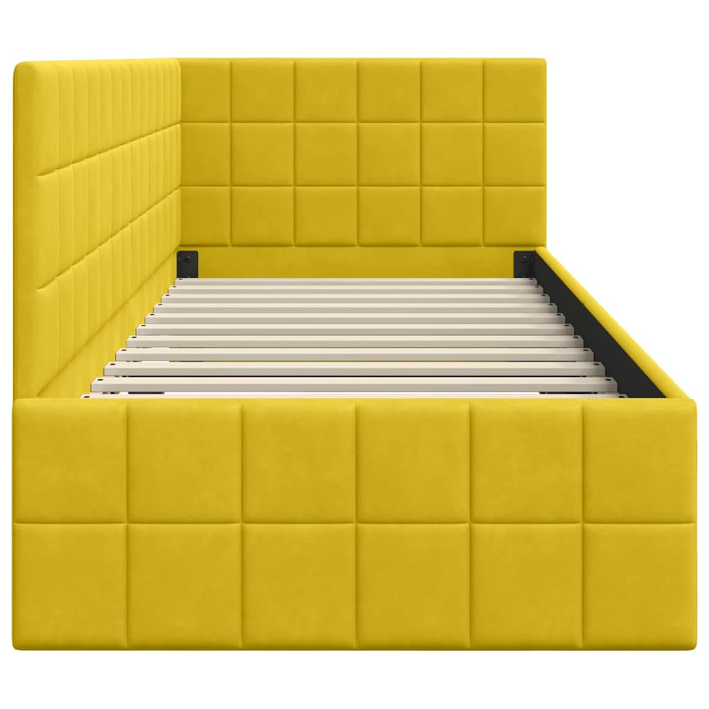 Cornice del letto ad angolo Giallo 80 cm x 200 cm Velluto