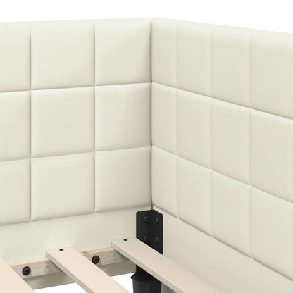 Cornice del letto ad angolo Crema 80 cm x 200 cm Velluto | homemem39