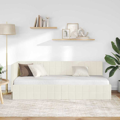 Cornice del letto ad angolo Crema 80 cm x 200 cm Velluto | homemem39