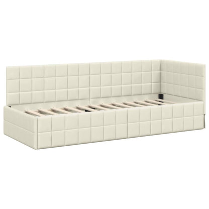 Cornice del letto ad angolo Crema 80 cm x 200 cm Velluto | homemem39